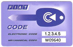 Fiat key code tag