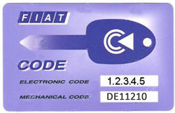 Fiat key code tag